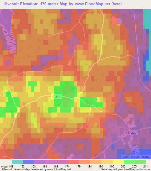 Ulvahult,Sweden Elevation Map