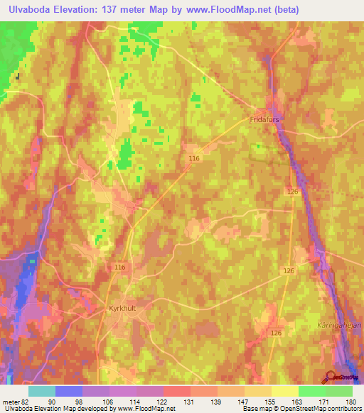 Ulvaboda,Sweden Elevation Map