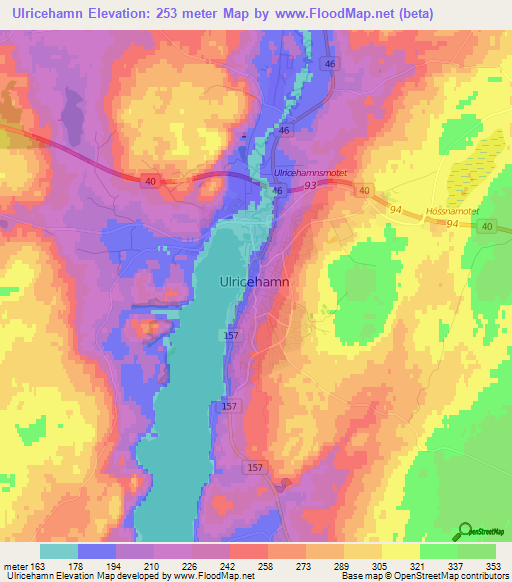 Ulricehamn,Sweden Elevation Map