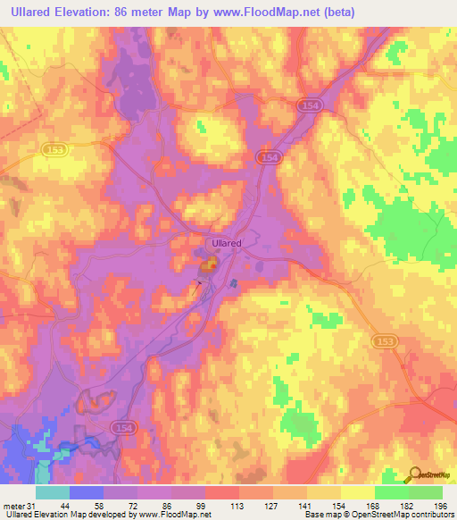 Ullared,Sweden Elevation Map