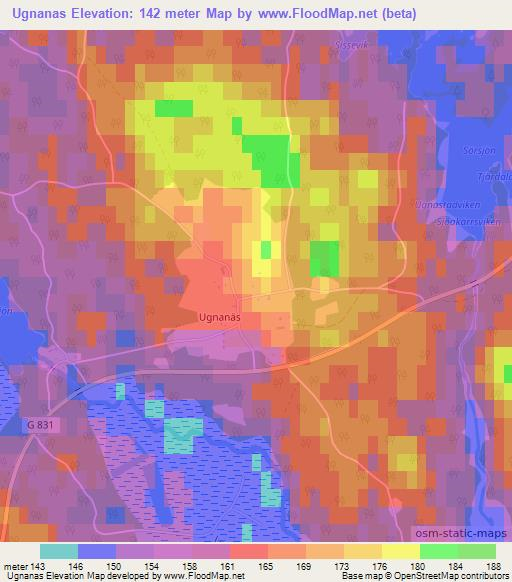 Ugnanas,Sweden Elevation Map