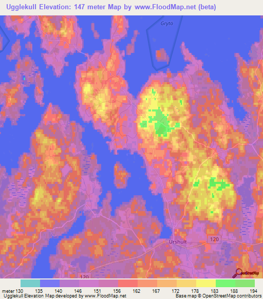 Ugglekull,Sweden Elevation Map