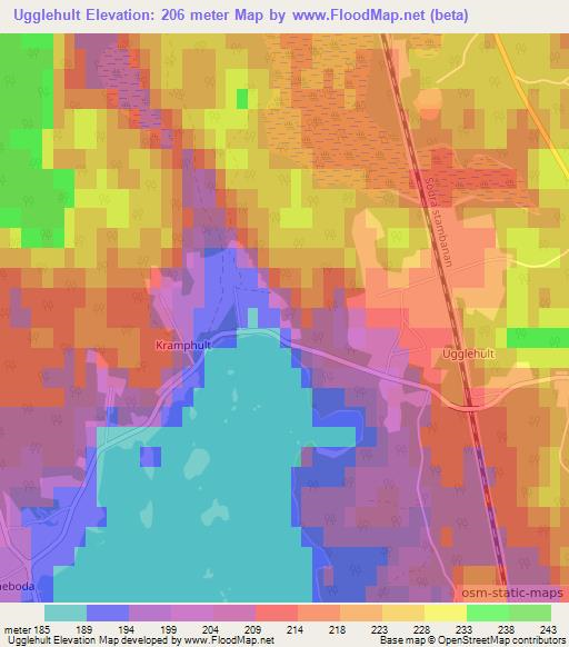 Ugglehult,Sweden Elevation Map