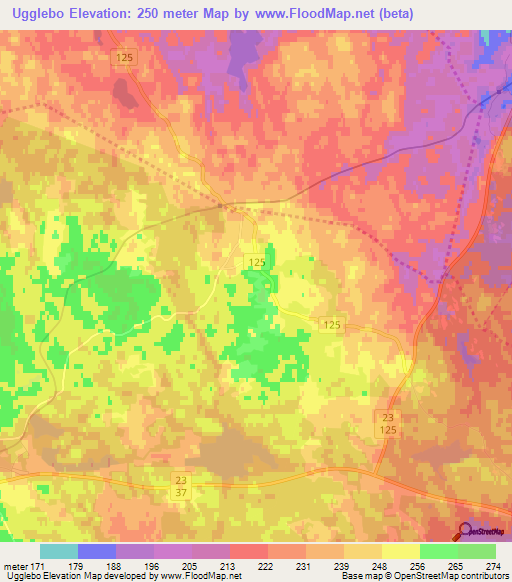 Ugglebo,Sweden Elevation Map