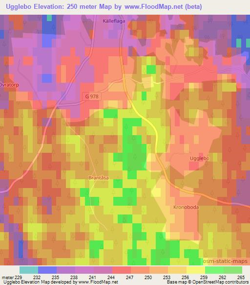 Ugglebo,Sweden Elevation Map