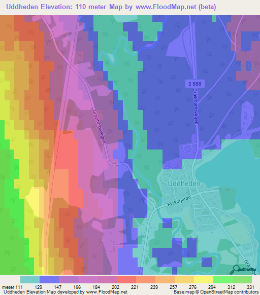 Uddheden,Sweden Elevation Map