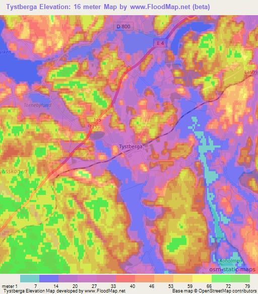 Tystberga,Sweden Elevation Map