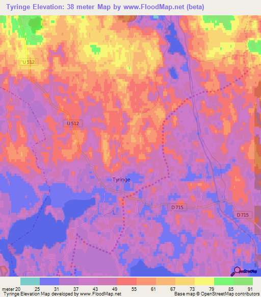 Tyringe,Sweden Elevation Map