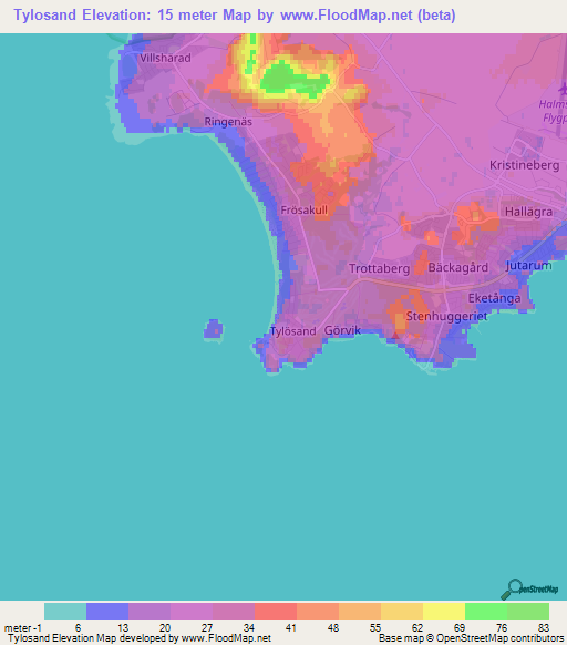 Tylosand,Sweden Elevation Map