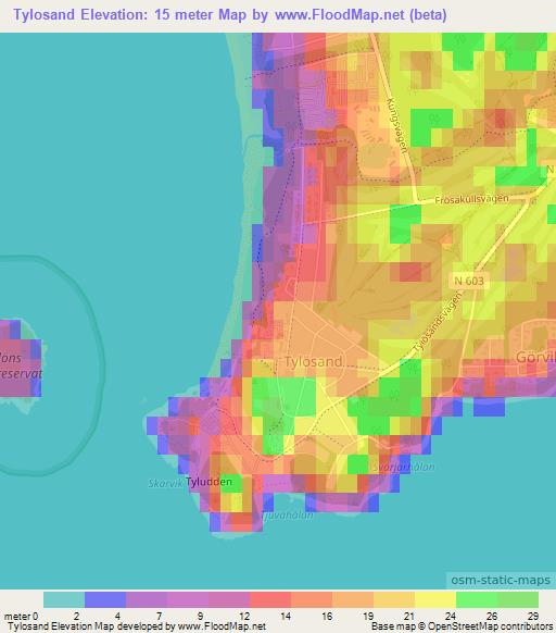 Tylosand,Sweden Elevation Map