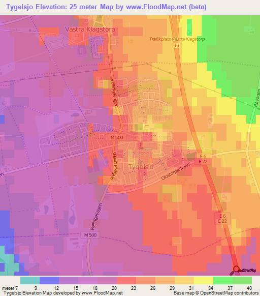 Tygelsjo,Sweden Elevation Map