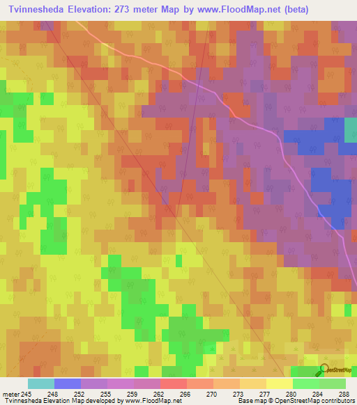 Tvinnesheda,Sweden Elevation Map