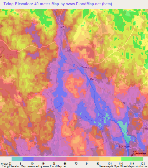 Tving,Sweden Elevation Map