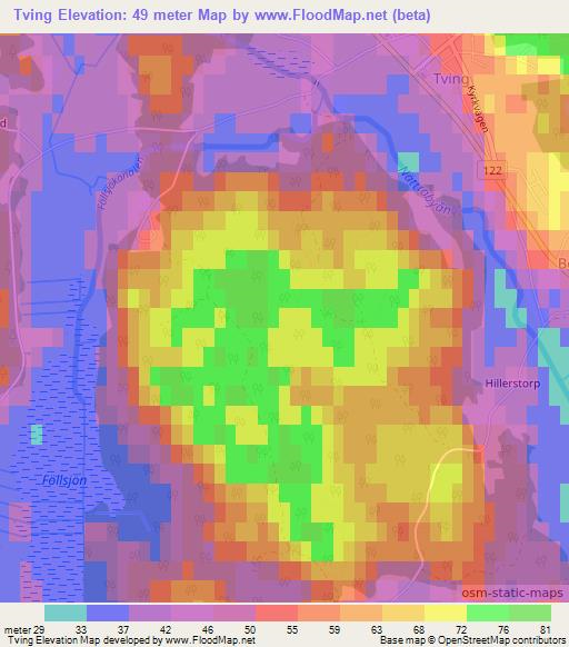 Tving,Sweden Elevation Map