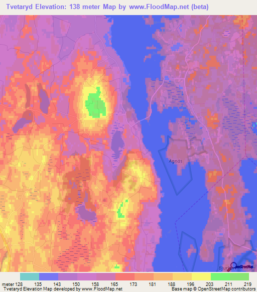 Tvetaryd,Sweden Elevation Map