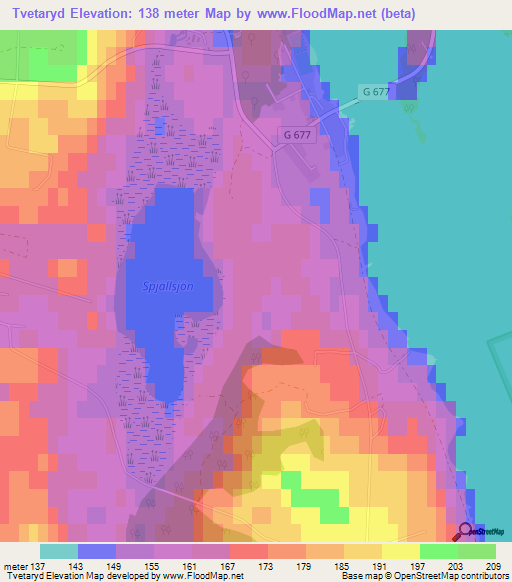 Tvetaryd,Sweden Elevation Map