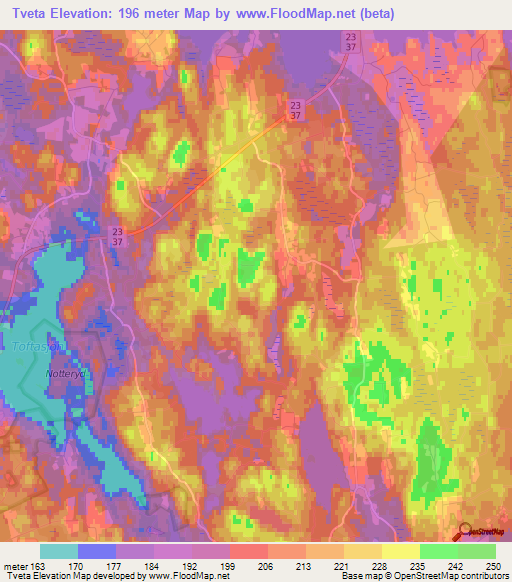 Tveta,Sweden Elevation Map