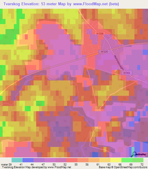 Tvarskog,Sweden Elevation Map