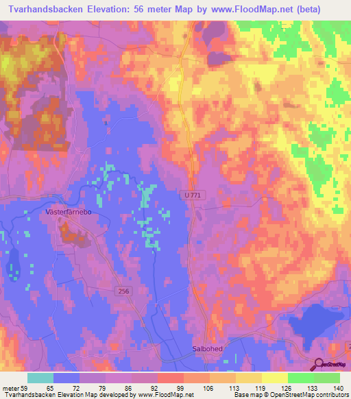 Tvarhandsbacken,Sweden Elevation Map