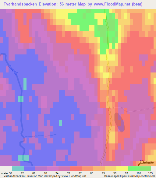 Tvarhandsbacken,Sweden Elevation Map