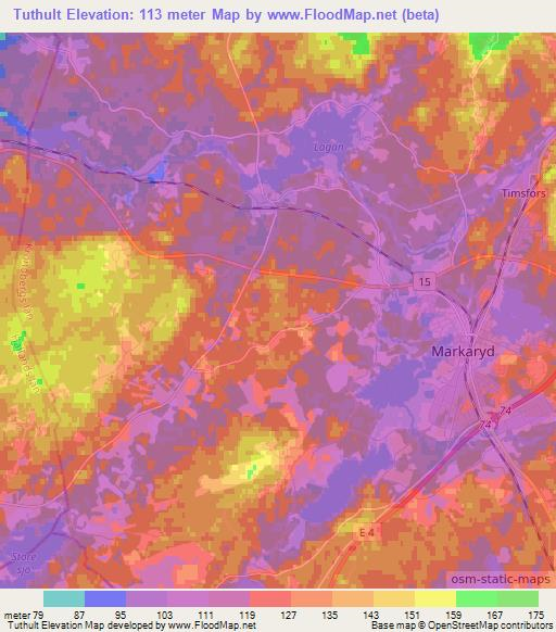 Tuthult,Sweden Elevation Map