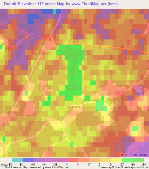 Tuthult,Sweden Elevation Map