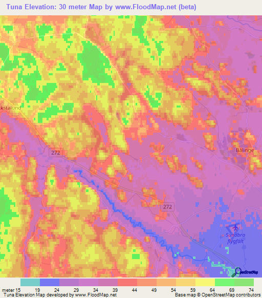 Tuna,Sweden Elevation Map