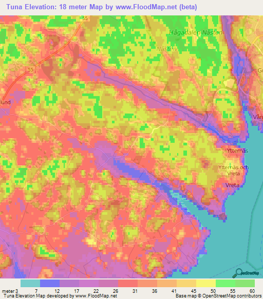 Tuna,Sweden Elevation Map