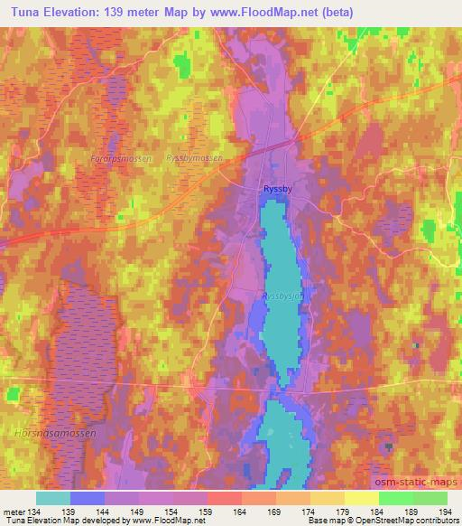 Tuna,Sweden Elevation Map