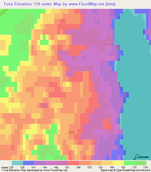 Tuna,Sweden Elevation Map