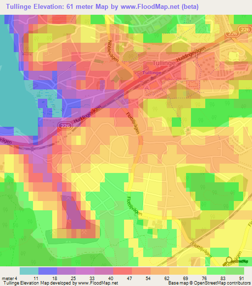 Tullinge,Sweden Elevation Map