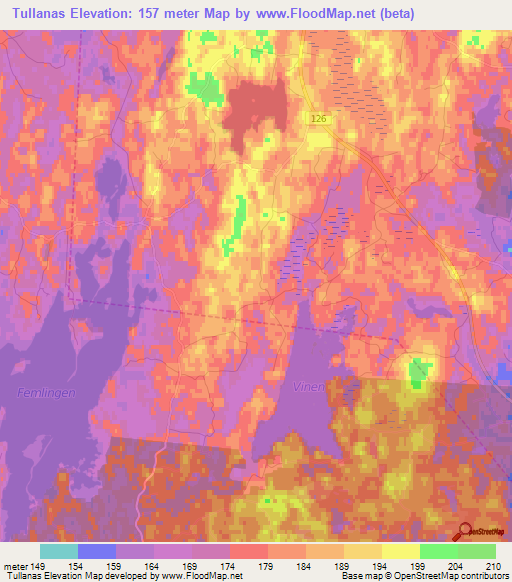 Tullanas,Sweden Elevation Map