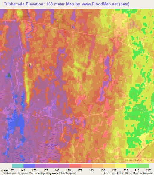 Tubbamala,Sweden Elevation Map