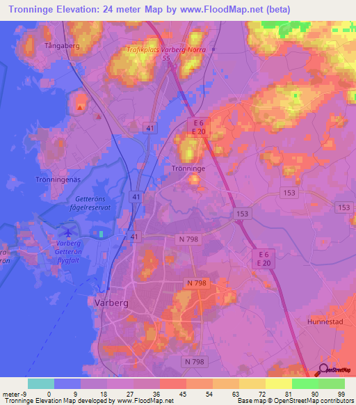 Tronninge,Sweden Elevation Map