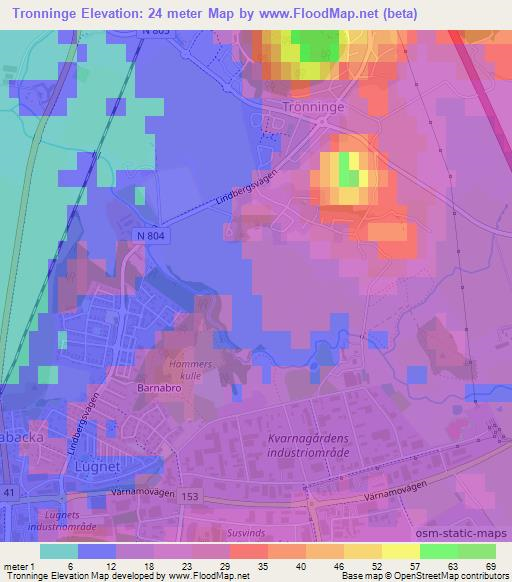 Tronninge,Sweden Elevation Map