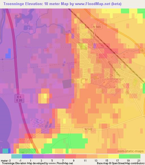 Troenninge,Sweden Elevation Map