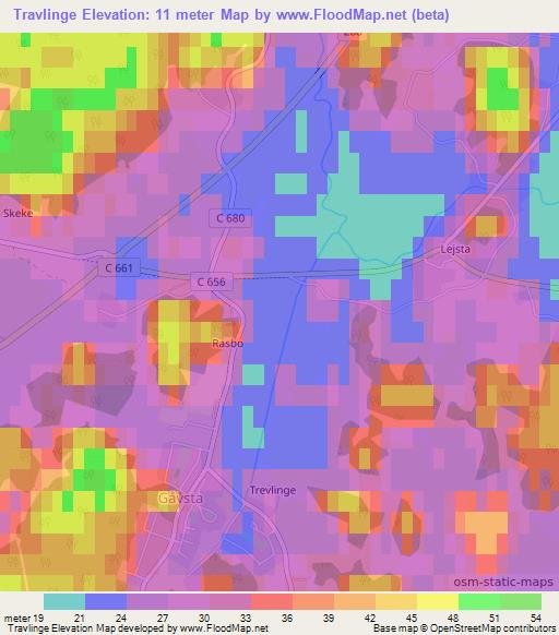 Travlinge,Sweden Elevation Map