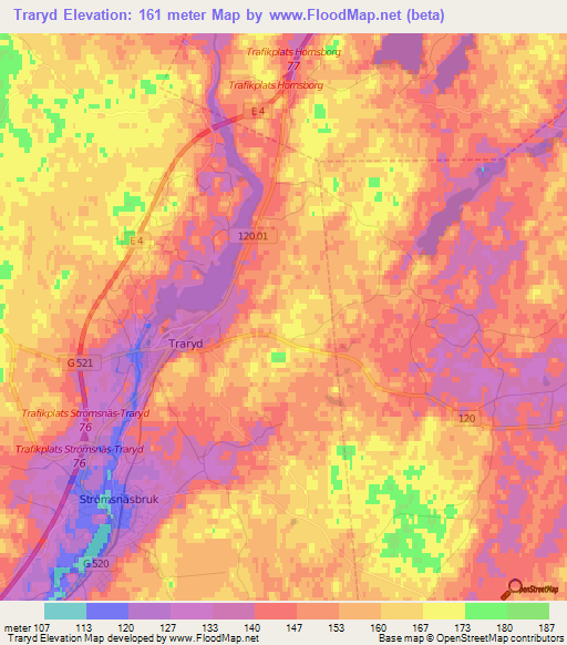 Traryd,Sweden Elevation Map