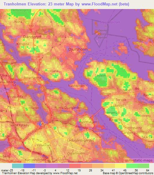 Tranholmen,Sweden Elevation Map