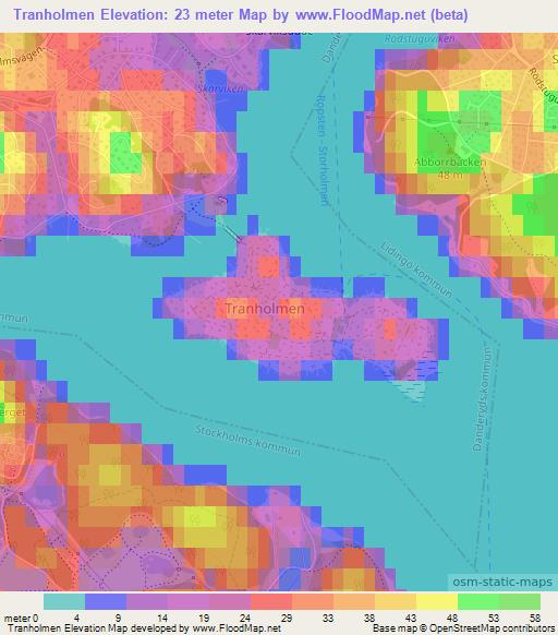 Tranholmen,Sweden Elevation Map