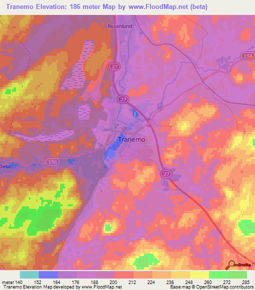 Tranemo,Sweden Elevation Map