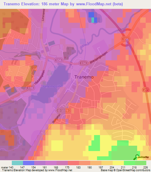 Tranemo,Sweden Elevation Map