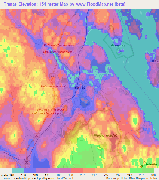 Tranas,Sweden Elevation Map