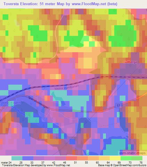 Toversta,Sweden Elevation Map