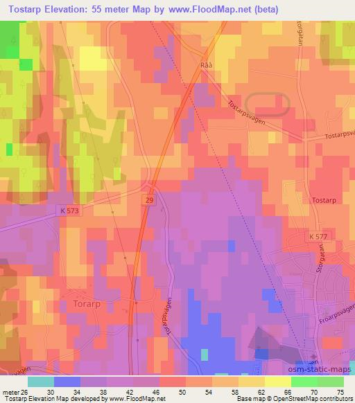 Tostarp,Sweden Elevation Map