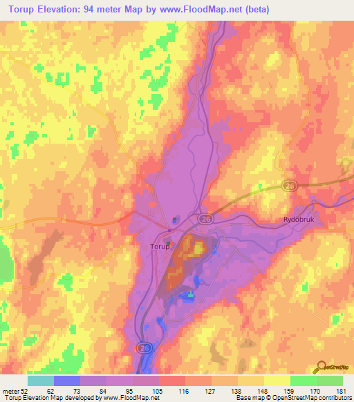 Torup,Sweden Elevation Map