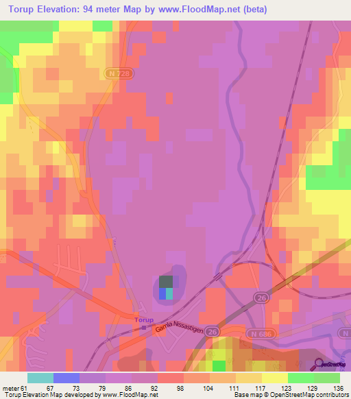 Torup,Sweden Elevation Map