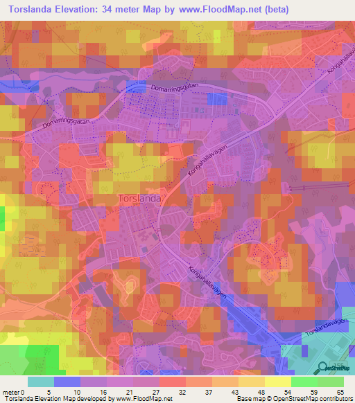 Torslanda,Sweden Elevation Map