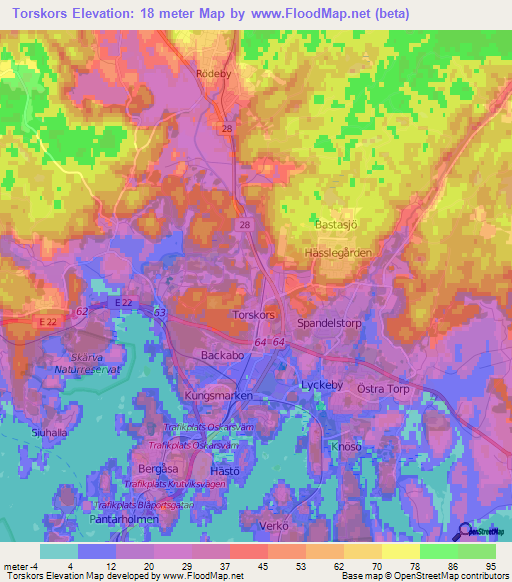 Torskors,Sweden Elevation Map