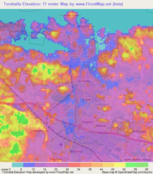 Torshalla,Sweden Elevation Map